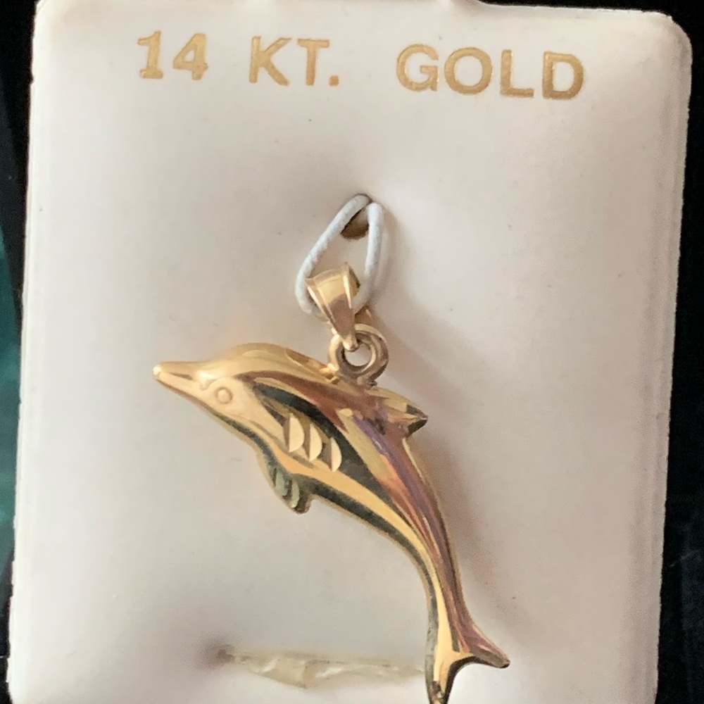14 Karet Gold Dolphin Charm